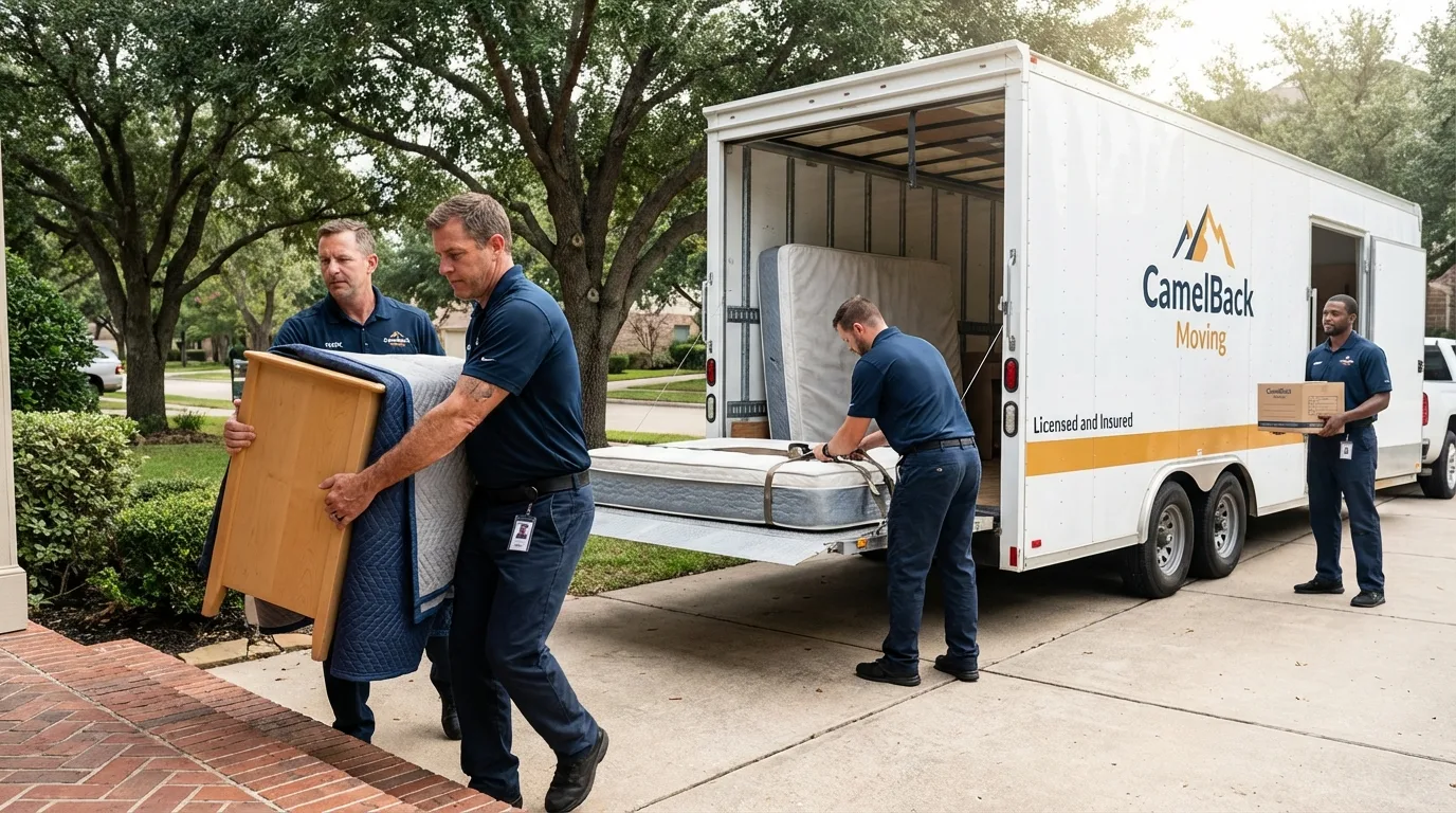 Crew loading residential truck for cross-state move from Gifford, IL