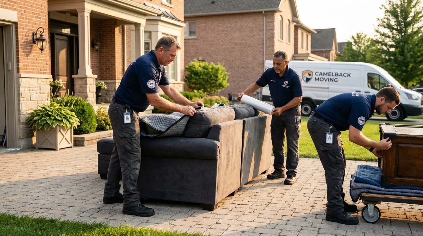 Large estate moving crew wrapping furniture in Gifford, IL
